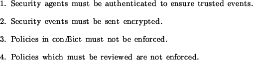 \begin{table}
\begin{enumerate}
\begin{sffamily}
\item
Security agents must be ...
... must be reviewed are not enforced.
\par\end{sffamily}\end{enumerate}\end{table}